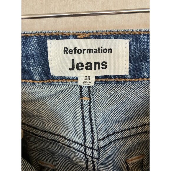 REFORMATION Women's Abby High Rise Straight Leg Denim Blue Jeans Size 28 - Picture 12 of 13